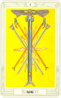 Fem i staval i tarot, five of wands