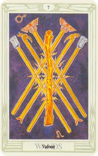 sju stavar i tarot, seven of wands